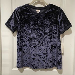 NWT Velvet Short-Sleeved Top in Navy/Indigo by A New Day - Size XS